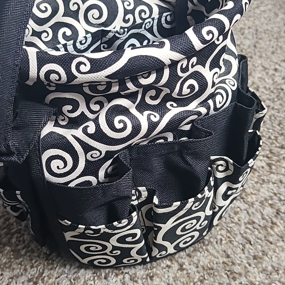 Black & White Swirl Cosmetic/Accesory Case with Top Handle
